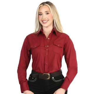 El General Womens Long Sleeve Western Shirt - Burgundy Stretch 45622 DAMA / M El General Womens Long Sleeve Western Shirt - Burgundy Stretch 45622 DAMA / M
