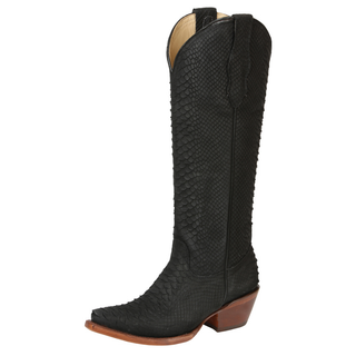 El General Women’s Western Boots Python Print - Black