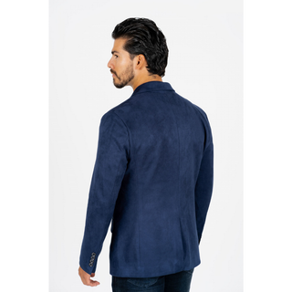 Men's Double Button Faux Suede Navy Blazer