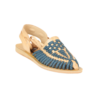 Mexican Artisanal Sandals Leather Tan/Blue