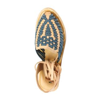 Mexican Artisanal Sandals Leather Tan/Blue
