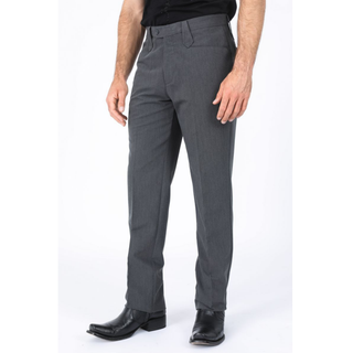Platini men’s charcoal grey poly-stretch Western suit pants with tailored boot cut-leg fit and Western belt loop details 