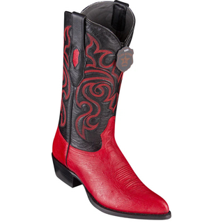 Los Altos Smooth Ostrich J Toe Cowboy Boot - Red