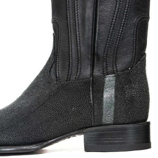 Los Altos Stingray Rowstone Roper Toe Cowboy Boot - Black