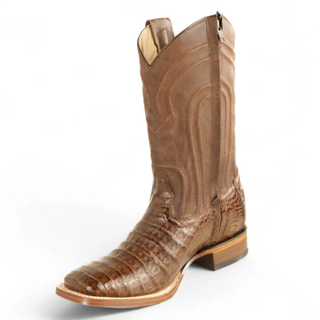 Los Altos Rodeo Caiman Belly Square Toe Zippered Cowboy Boot - Brown