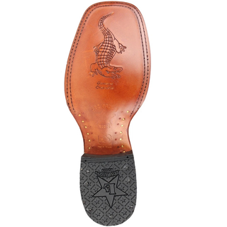 Los Altos Caiman Tail Faded Cognac Wide Square Rodeo Toe Boots