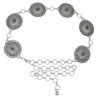 Women's Black & Silver Concho Chain Belt