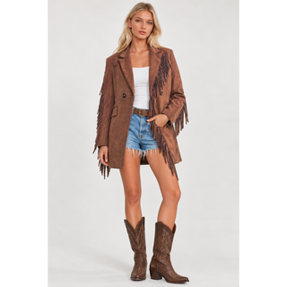 Fringed Faux Suede Blazer