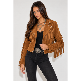 The American West Women’s Tan Suede Fringe Jacket