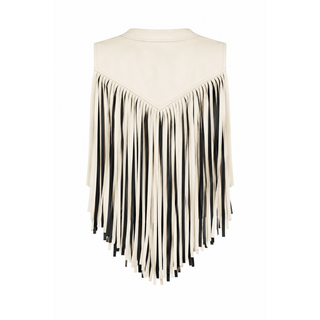Western Fringe Vest - Cream & Black