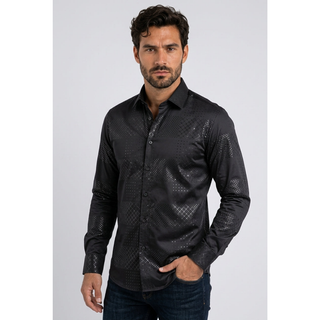 Men's Geometric Fashion Foil Shirt in Black color