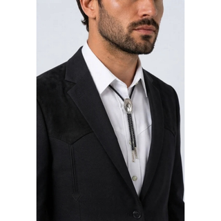 Platini Men's Western Suit with Suede Yoke