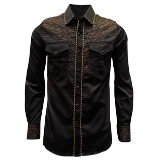Montero Men’s Embroidered Western Shirt- Black