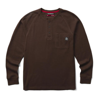 Wolverine Men's Brown Waffle Knit Long Sleeve Henley Shirt
