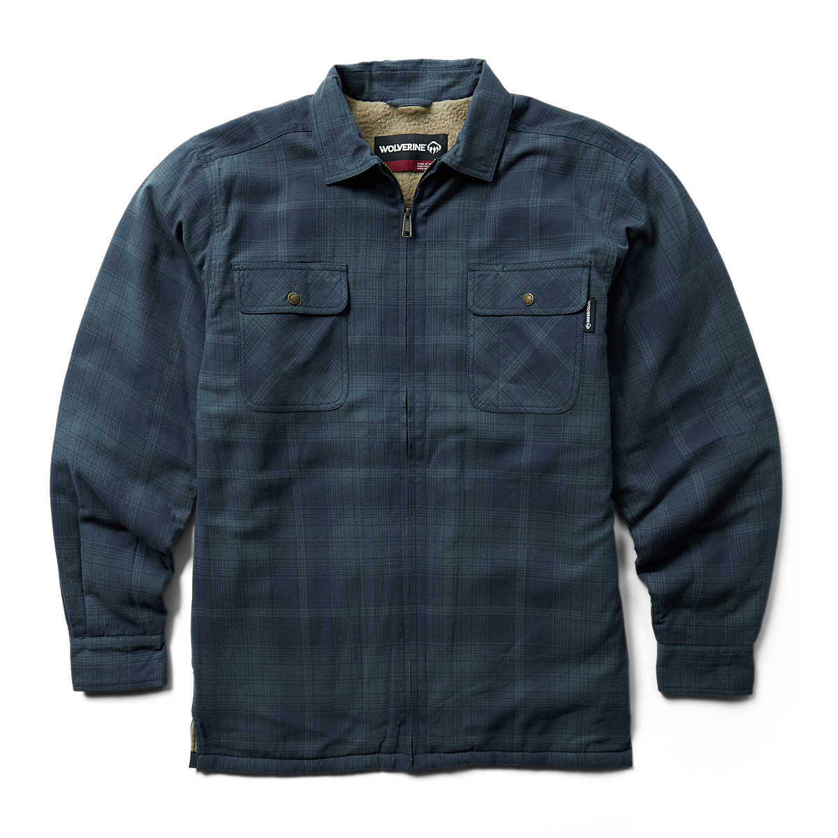 Wolverine Sherpa Lined Zip Shirt Jacket Dark Slated Plaid – MexWest