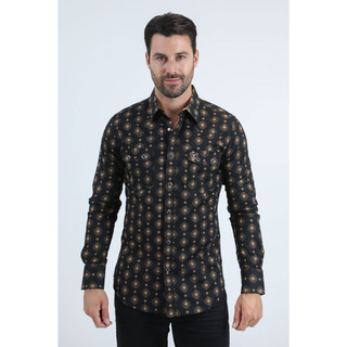 Men's Western Modern Fit Cotton/Spandex Long Sleeve Shirt with Snaps