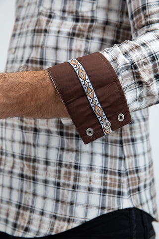 Men's Western Modern Fit Cotton/Spandex Long Sleeve Shirt with Snaps- cuff view 