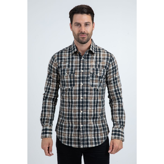  Men's Western Modern Fit Cotton/Spandex Long Sleeve Shirt with Snaps