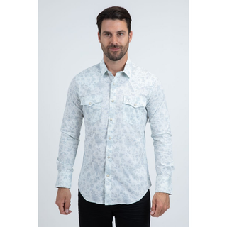 Men's Western Modern Fit Cotton/Spandex Long Sleeve Shirt with Snaps