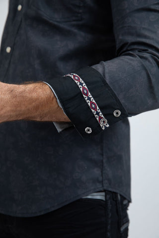 Men's Western Modern Fit Cotton/Spandex Long Sleeve Shirt with Snaps- cuff view 