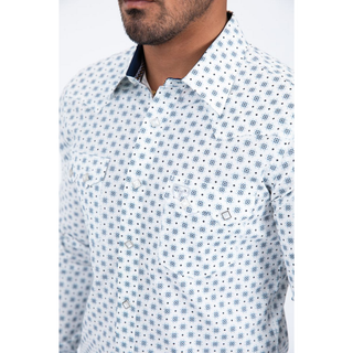 Platini Men's Western Modern Fit Shirt- White