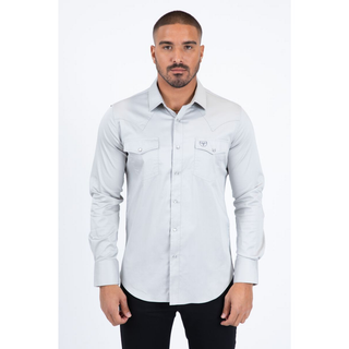 Platini Men's Modern Fit Dress Shirt - Light Gray