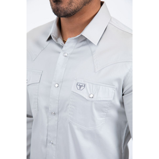 Platini Men's Modern Fit Dress Shirt - Light Gray