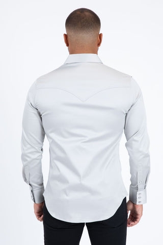 Platini Men's Modern Fit Dress Shirt - Light Gray