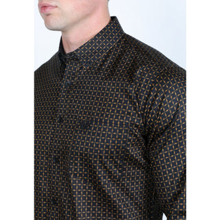 Platini Men’s Satin Cotton/Spandex Shirt - Black