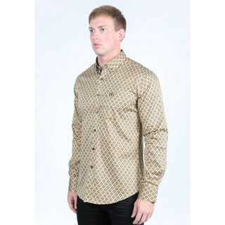 Platini Men’s Satin Cotton/Spandex Shirt - Beige