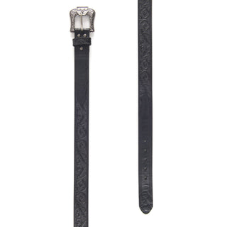Platini Men's Leather Embossed Belt- Black