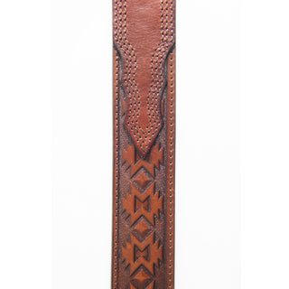 Platini Men's Leather Aztec Embossed Belt- Brown