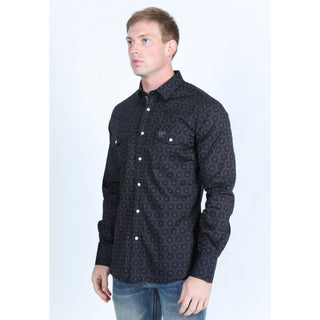 Platini Men's Western Modern Fit Shirt- Black/Gray