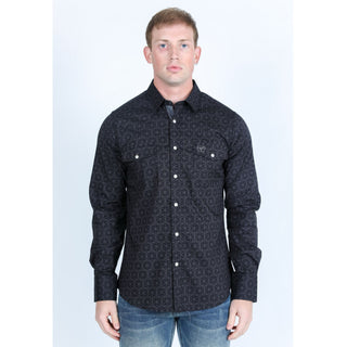 Platini Men's Western Modern Fit Shirt- Black/Gray