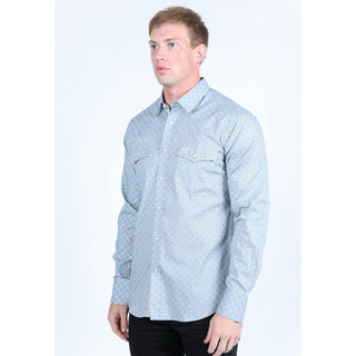 Platini Men's Western Modern Fit Shirt- Lt. Blue