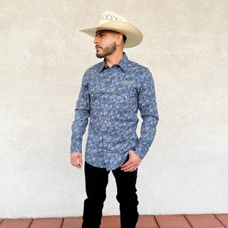 Rock & Roll Denim Tek Paisley Long Sleeve Snap Shirt