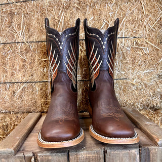 Artillero Traditional Square Toe Cowboy Boot- Brown