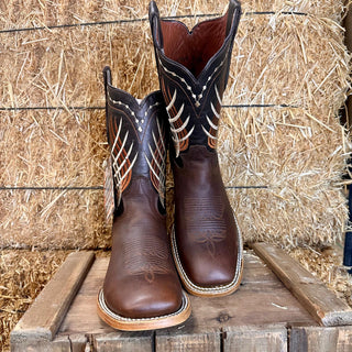 Artillero Traditional Square Toe Cowboy Boot- Brown