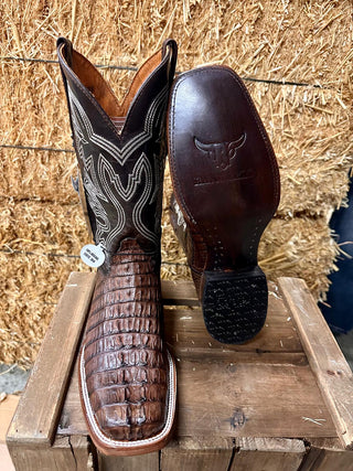 Ranchers Caiman Tail Rodeo Toe Cowboy Boots- Brown