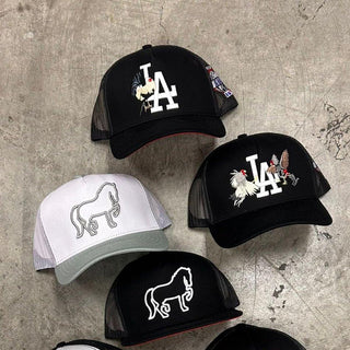 Horse Patch Trucker Hat - White & Black