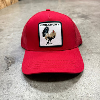 Rooster Patch Trucker Hat - Red