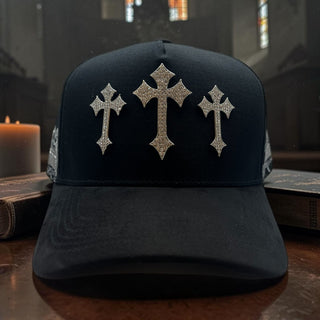Last Supper Silver Cross Black Snapback Hat