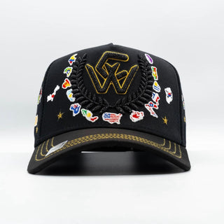 Bigg Boss WC 2026 International Flags Snapback Hat – Black & Gold