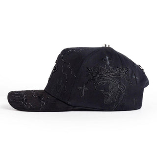 Triple Cross Rhinestone Snapback Hat – Blackout Edition
