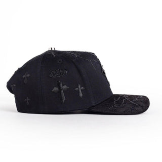 Triple Cross Rhinestone Snapback Hat – Blackout Edition
