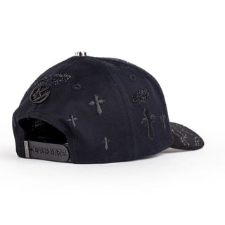 Triple Cross Rhinestone Snapback Hat – Blackout Edition