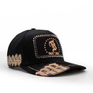 Bigg Boss Black & Gold B Since 2024 Rhinestone Snapback Hat
