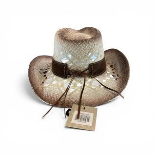 Cowboy Hat With Woven Vegan Suede & Stud Band -Ivory