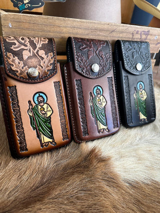Leather San Judas Cell Phone Case
