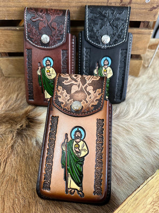 Leather San Judas Cell Phone Case